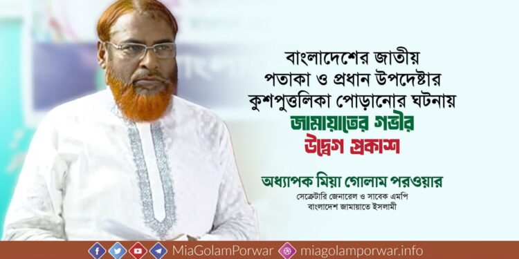 কলকাতায় বাংলাদেশের জাতীয় পতাকা ও প্রধান উপদেষ্টার কুশপুত্তলিকা পোড়ানোর ঘটনায় গভীর উদ্বেগ প্রকাশ